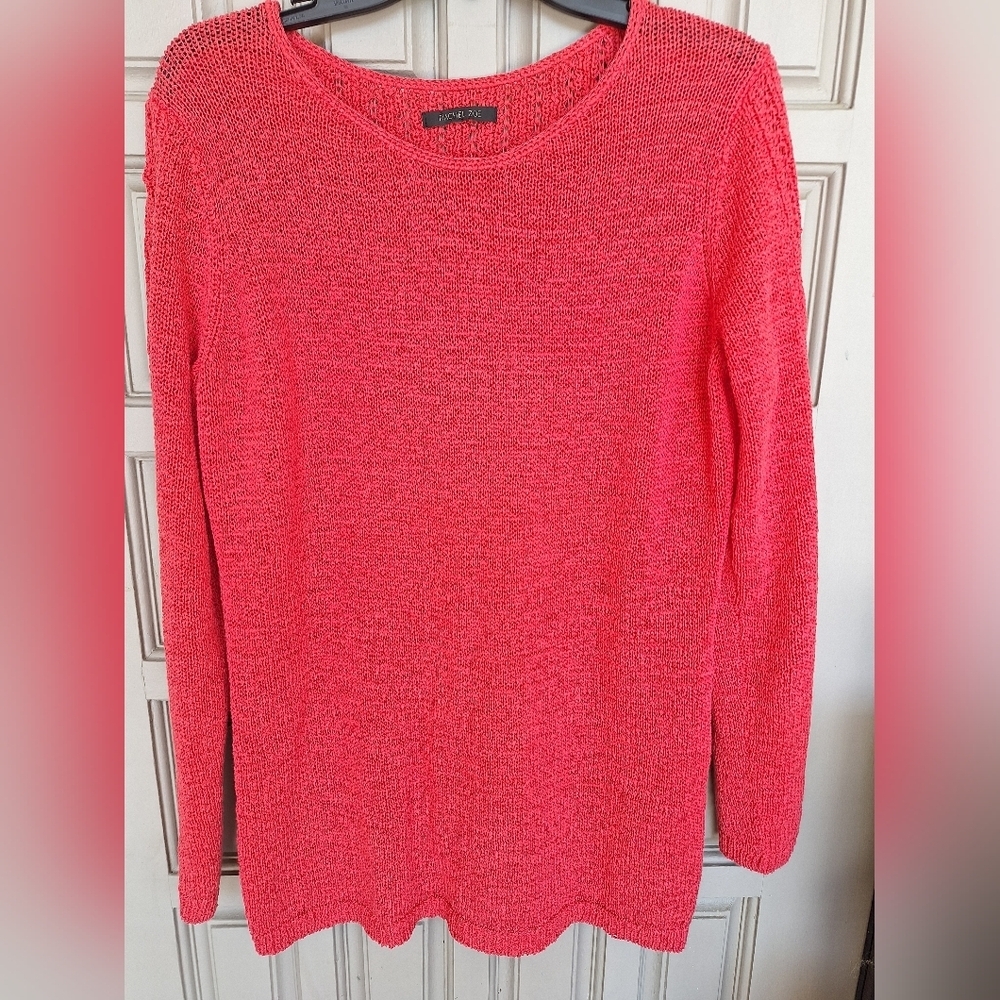 Rachel Zoe Sweater SzL/XL?  Red Lng Sleeves  Detail Back/Sleeves Banded Cuff/Hem